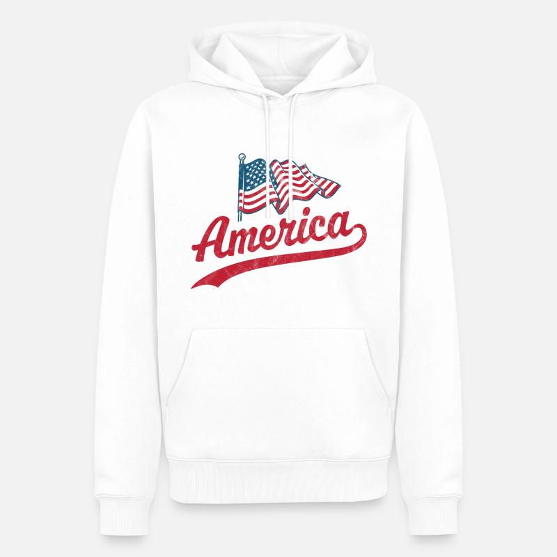 Drapeau de l’Amérique - Sweat à capuche Premium bio Homme - blanc