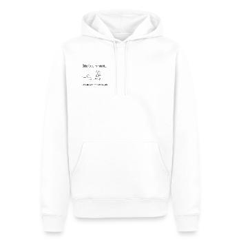 Funny Stick Figure Shirt – Please Don't Follow - Men’s Premium Organic Hoodie - white - Front - Nico (187cm)