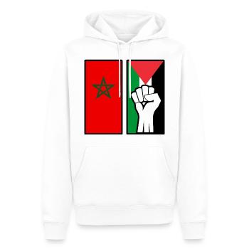 Palestine Maroc Victoire - Sweat à capuche Premium bio Homme - blanc - Devant - Nico (187cm)