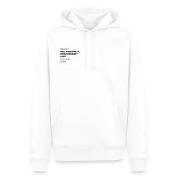 amour fou | Poème - Sweat à capuche Premium bio Homme - blanc - Devant - Nico (187cm)
