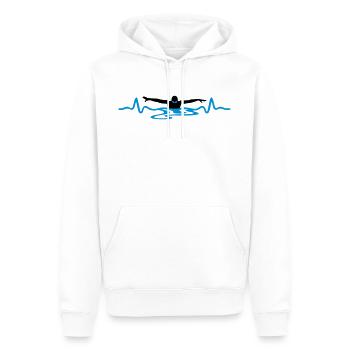 Swimmer and heartbeat, swim - Men’s Premium Organic Hoodie - white - Front - Nico (187cm)