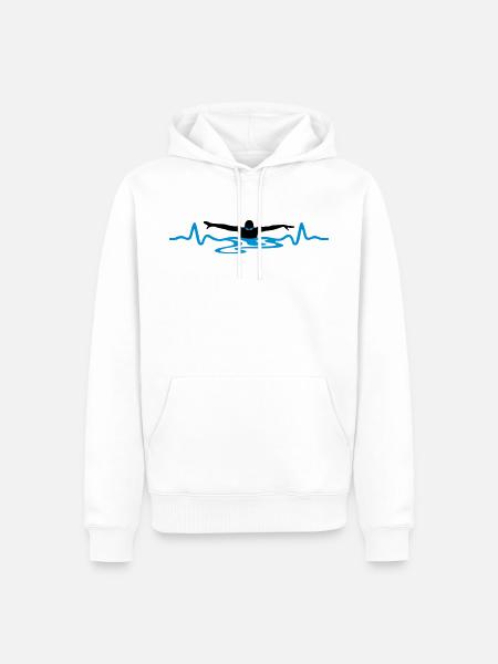 Schwimmer und Herzschag, schwimmen - Männer Premium Bio Hoodie - Weiß