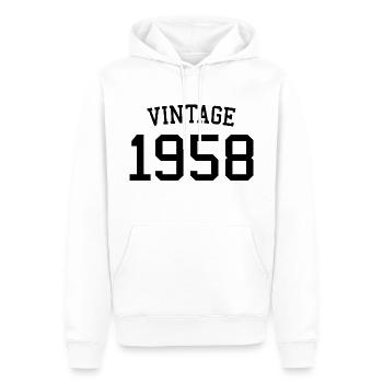 Vintage 1958 - 64 ans, cadeau de 64e anniversaire - Sweat à capuche Premium bio Homme - blanc - Devant - Nico (187cm)