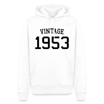 Millésime 1953 - 70 ans, cadeau 70e anniversaire - Sweat à capuche Premium bio Homme - blanc - Devant - Nico (187cm)