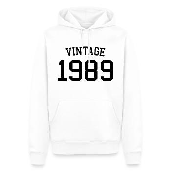 Jahrgang 1989, 35. Geburtstag Männer Frauen 35 Jahre alt - Männer Premium Bio Hoodie - Weiß - Vorne - Nico (187cm)
