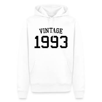 Millésime 1993 - 30 ans, cadeau 30e anniversaire - Sweat à capuche Premium bio Homme - blanc - Devant - Nico (187cm)