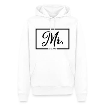 Mr. Est. 2023 Fiançailles pour la fête de mariage du marié - Sweat à capuche Premium bio Homme - blanc - Devant - Nico (187cm)