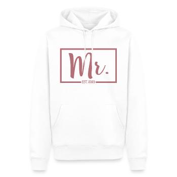 2023 Fiançailles pour la fête de mariage du marié - Sweat à capuche Premium bio Homme - blanc - Devant - Nico (187cm)