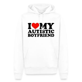 I Love My Autistic Boyfriend I Heart My BF - Männer Premium Bio Hoodie - Weiß - Vorne - Nico (187cm)