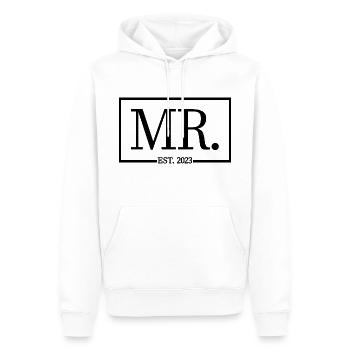 2023 Fiançailles pour la fête de mariage du marié - Sweat à capuche Premium bio Homme - blanc - Devant - Nico (187cm)