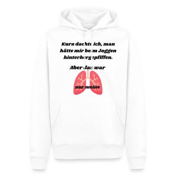 Kurz dachte ich man hätte mir beim ... - Männer Premium Bio Hoodie - Weiß - Vorne - Nico (187cm)
