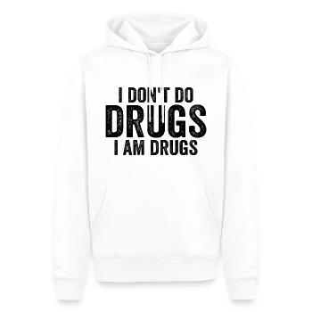 Ich nehme keine Drogen, ich bin Drogen - Männer Premium Bio Hoodie - Weiß - Vorne - Nico (187cm)