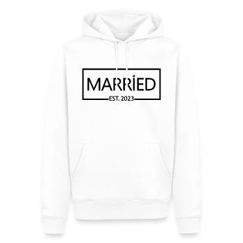 2023 - Cadeau de jour de mariage homme et femme - Sweat à capuche Premium bio Homme - blanc - Devant - Nico (187cm)