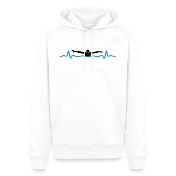 Natation et rythme cardiaque - Sweat à capuche Premium bio Homme - blanc - Devant - Nico (187cm)