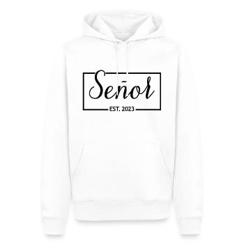 2023 Hochzeitsfeier des Verlobungsbräutigams - Männer Premium Bio Hoodie - Weiß - Vorne - Nico (187cm)