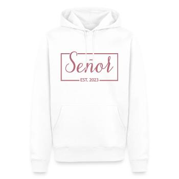 2023 Fête de mariage du marié de fiançailles - Sweat à capuche Premium bio Homme - blanc - Devant - Nico (187cm)