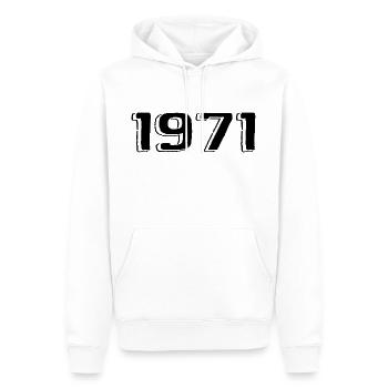Millésime 1971 Né Anniversaire Rétro 1971 - Sweat à capuche Premium bio Homme - blanc - Devant - Nico (187cm)
