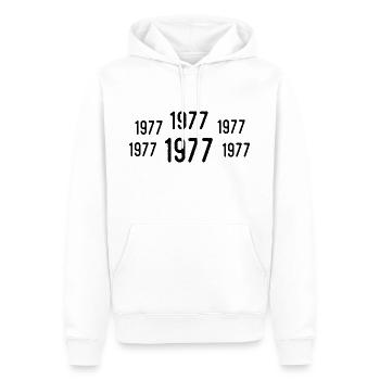Rétro 1977 Anniversaire 1977 Cadeau vintage 1977 - Sweat à capuche Premium bio Homme - blanc - Devant - Nico (187cm)
