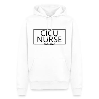 CICU Nurse Est. 2023 Étudiante diplômée en soins infirmiers - Sweat à capuche Premium bio Homme - blanc - Devant - Nico (187cm)
