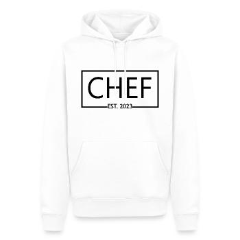 Chef Est. 2023 Diplômé Chef Étudiant en Art Culinaire - Sweat à capuche Premium bio Homme - blanc - Devant - Nico (187cm)