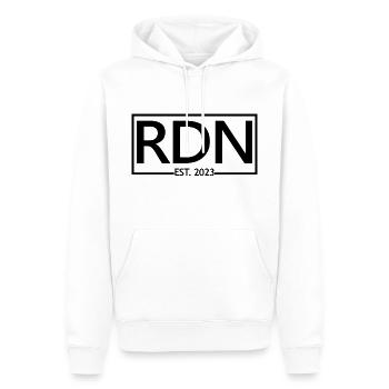 RDN Est. 2023 Diététiste Nutritionniste - Sweat à capuche Premium bio Homme - blanc - Devant - Nico (187cm)