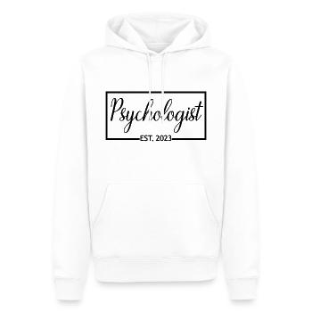 Psychologue Est. Cadeau de psychologie de fin d'études 2023 - Sweat à capuche Premium bio Homme - blanc - Devant - Nico (187cm)
