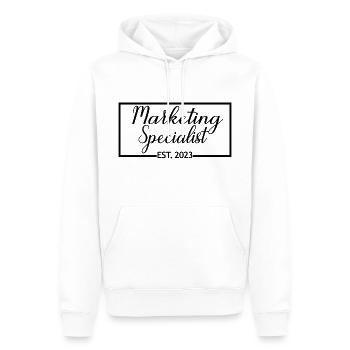 Spécialiste Marketing Est. Marketing diplômé 2023 - Sweat à capuche Premium bio Homme - blanc - Devant - Nico (187cm)