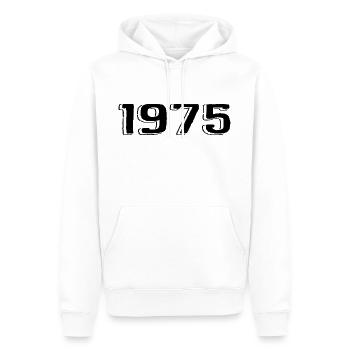 Jahrgang 1975 geboren Geburtstag Retro 1975 - Männer Premium Bio Hoodie - Weiß - Vorne - Nico (187cm)