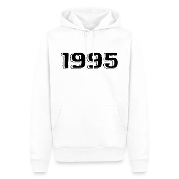 Millésime 1995 Naissance Anniversaire Rétro 1995 - Sweat à capuche Premium bio Homme - blanc - Devant - Nico (187cm)