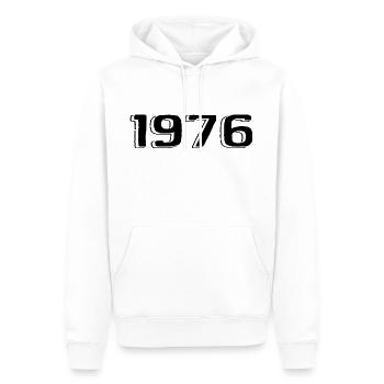 Jahrgang 1976 geboren Geburtstag Retro 1976 - Männer Premium Bio Hoodie - Weiß - Vorne - Nico (187cm)