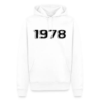 Millésime 1978 Né Anniversaire Rétro 1978 - Sweat à capuche Premium bio Homme - blanc - Devant - Nico (187cm)