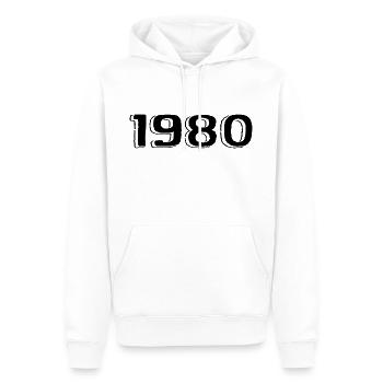 Millésime 1980's Né Anniversaire Rétro Années 1980 - Sweat à capuche Premium bio Homme - blanc - Devant - Nico (187cm)