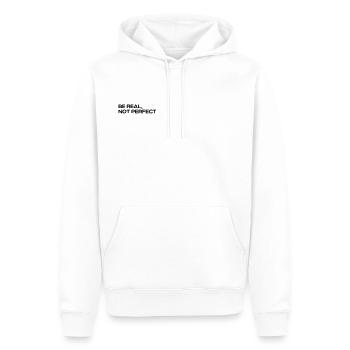 Be Real Not Perfect - Citation Inspiration - Sweat à capuche Premium bio Homme - blanc - Devant - Nico (187cm)