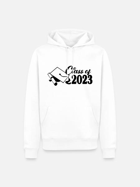 Cadeau de fête de fin d’études de la promotion 2023 pour lui et elle - Sweat à capuche Premium bio Homme - blanc