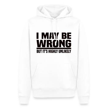 I May Be Wrong But It's Highly Unlikely - Men’s Premium Organic Hoodie - white - Front - Nico (187cm)