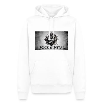 logo Rock and metal - Sweat à capuche Premium bio Homme - blanc - Devant - Nico (187cm)