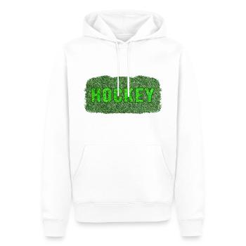 Feldhockey Hockeyspieler "Kunstrasen Hockeysport" - Männer Premium Bio Hoodie - Weiß - Vorne - Nico (187cm)