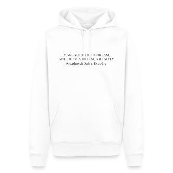 Quote " make your life a dream..." - Sweat à capuche Premium bio Homme - blanc - Devant - Nico (187cm)