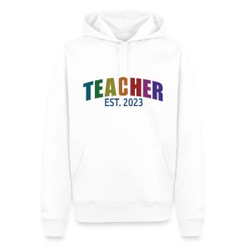 Enseignant Est. 2023 Diplôme d’enseignant Cadeau d’enseignant - Sweat à capuche Premium bio Homme - blanc - Devant - Nico (187cm)