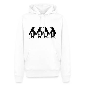 1981 Birthday Penguin Party Winter Swimmers - Sweat à capuche Premium bio Homme - blanc - Devant - Nico (187cm)