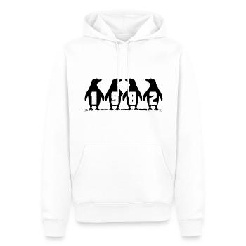 1982 Birthday Penguin Party Winter Swimmers - Sweat à capuche Premium bio Homme - blanc - Devant - Nico (187cm)