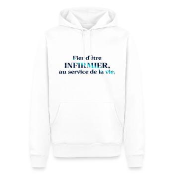 INFIRMIERE INFIRMIER DOCTEUR HUMOUR DRÖLES B - Sweat à capuche Premium bio Homme - blanc - Devant - Nico (187cm)
