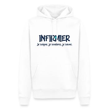INFIRMIERE INFIRMIER DOCTEUR HUMOUR DRÖLES H - Sweat à capuche Premium bio Homme - blanc - Devant - Nico (187cm)
