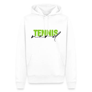 Tennis Match de tennis Court de tennis « tennis-nerd » - Sweat à capuche Premium bio Homme - blanc - Devant - Nico (187cm)