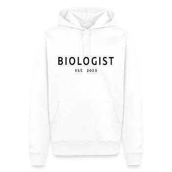 Biologiste Est. 2023 Diplômé étudiant en biologie - Sweat à capuche Premium bio Homme - blanc - Devant - Nico (187cm)