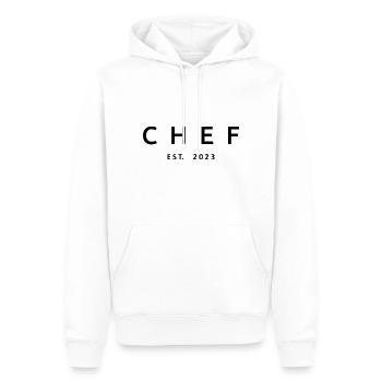 Chef Est. 2023 Diplômé Chef Étudiant en Art Culinaire - Sweat à capuche Premium bio Homme - blanc - Devant - Nico (187cm)