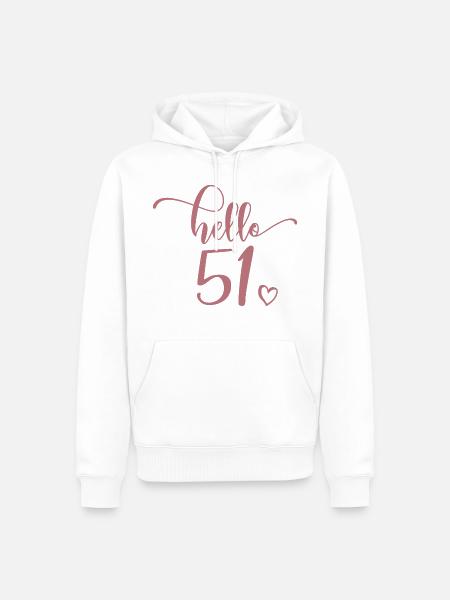 Hej 51 - Sød 51-års fødselsdagsgave til kvinder - Herre Premium økologisk hoodie - hvid