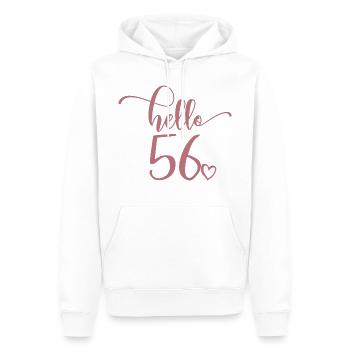 Hello 56 - Cadeau mignon de 56e anniversaire pour femmes - Sweat à capuche Premium bio Homme - blanc - Devant - Nico (187cm)