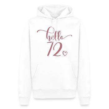 Hello 72 - Joli cadeau de 72e anniversaire, 72 ans - Sweat à capuche Premium bio Homme - blanc - Devant - Nico (187cm)