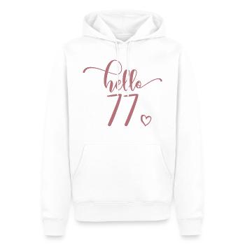Hello 77 - Joli cadeau de 77e anniversaire, 77 ans - Sweat à capuche Premium bio Homme - blanc - Devant - Nico (187cm)